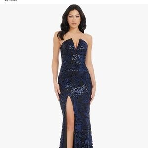 Dress the Population Strapless Navy Gown